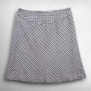 Worthington Petite Fit Flare Skirt 12P B&W Olive Houndstooth Above Knee Preppy